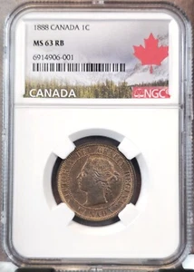 1888 CANADA 1 CENT QUEEN VICTORIA NGC MS 63 RB BEAUTIFUL RED BROWN - Picture 1 of 3
