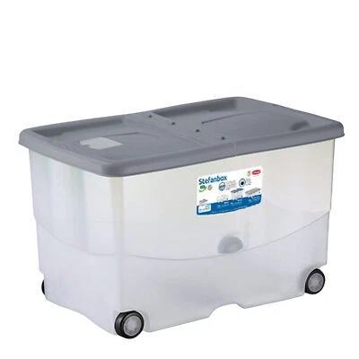 Stefanplast Storage Box Vasco 57L 60x40x36h Grigio Contenitore Trasparente - Immagine 1 di 4