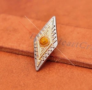 10X Western Gold Rhombus Leathercraft Belt Bag Yellow Bead Conchos Bridle Decor - Picture 1 of 49