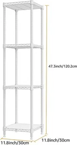 4 Tier 12"*12"*47" Metal Shelving Rack Storage Shelves for Kitchen Pantry White - Picture 1 of 8
