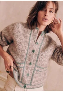 Abrigo Top Sezane Para Mujer Suelto Jacquard Botón Frontal Manga Larga - Imagen 1 de 15