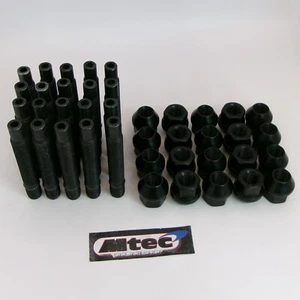 BMW Schwarz Umbau Radbolzen 82mm (50mm Gewinde) mit Muttern M12x1,5 - Bild 1 von 2