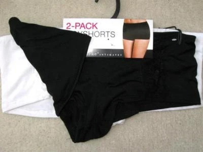 DELTA BURKE Talla 7 (L) Dos (2) Micro Boyshorts con Encaje en Blanco y Negro Foto 1 de 3