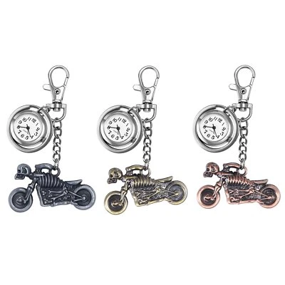 Vintage Clip Mosquetón Cuarzo Reloj Esqueleto Calavera Moto Llavero Halloween Foto 1 de 4