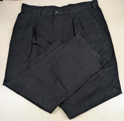 Мужские плиссированные брюки George 38x32 черные 100% хлопок прямые штанины Chino - Изображение 1 из 4