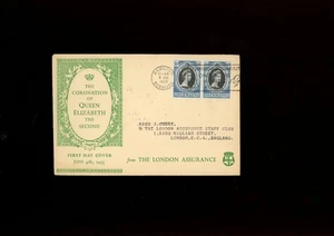 Bermuda Hamilton 1953 Coronation of Queen Elizabeth II The London Assurance FDC - Picture 1 of 1