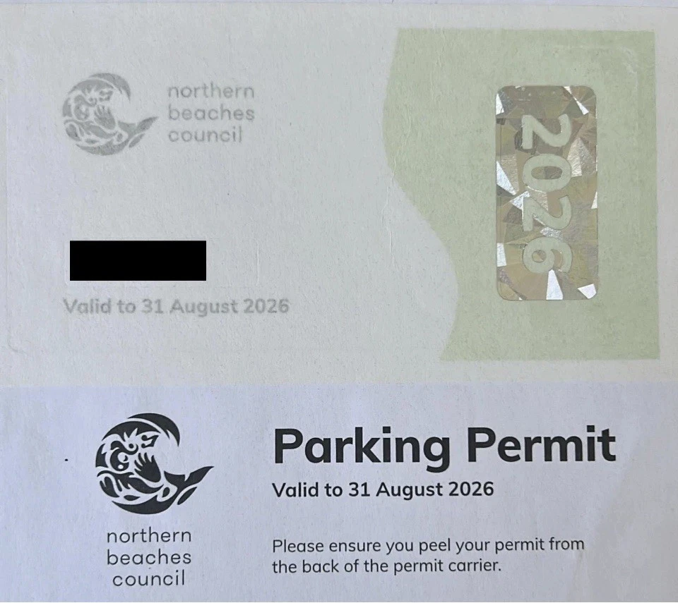 Northern Beaches Parking Permit Sticker Stickers 2026 ( more available) - image 1 of 1