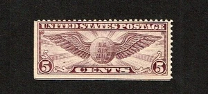 1928-30  U.S AIRMAIL 5c Vio WINGED GLOBE p.11 Sc#C12 M/NH/OG Corner Stamp - Picture 1 of 1