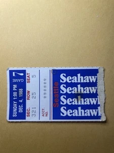 Biglietto Seattle Seahawks 1988 Stub partita 7 al Patriots Sullivan Stadium vintage - Foto 1 di 4