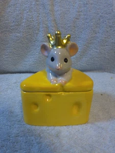 Queen Or King Mouse On Top Of Cheese Trinket / Candy Etc Jar Box SEE DESCRIPTION - Picture 1 of 3