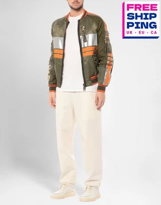 RRP€3750 DOLCE & GABBANA Bomber Jacket IT54 US44 XXL Logo Patchwork Coated Lined — 第 1/4 张图片