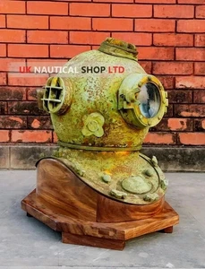 Diving Helmet Mark V Deep sea Scuba 18" Full Size Antique U.S Navy Brass Divers - Picture 1 of 5