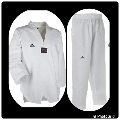 ADIDAS ADI-CHAMP III TAEKWONDO UNIFORM WITH WHITE V-NECK. Size 190 - Image 1 of 4