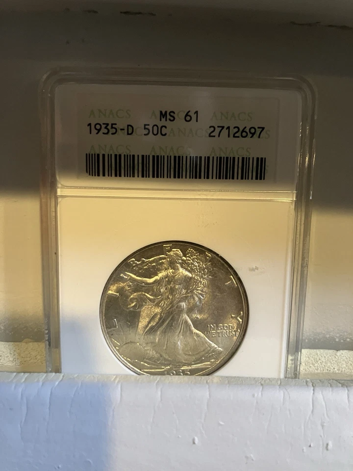 Walking Liberty 半美元 1935 D 毫秒 61 — 第 1/3 张图片