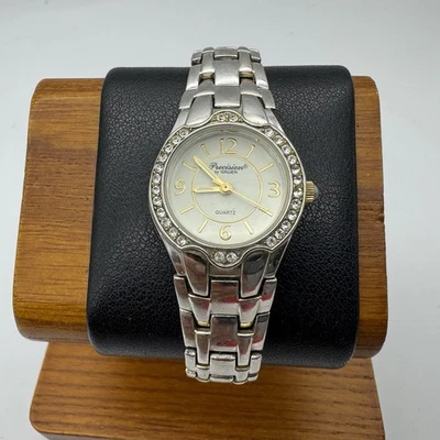 Reloj Damas Precisión GRUEN Tono Plata Bisel Cristal, Tono Dorado Números/Manos Foto 1 de 4