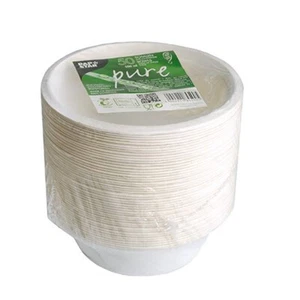 Papstar Einweg Suppenschale Zuckerrohr 500ml rund weiß 50 Stück - Picture 1 of 1