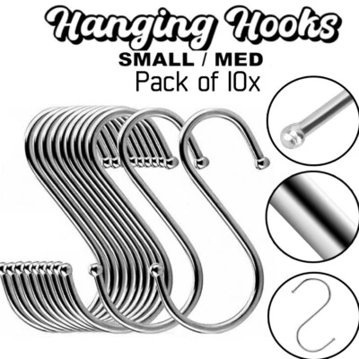 Quality S Hooks Stainless Steel Kitchen Meat Pans Utensil Clothes Hanger Hanging - Image 1 of 4