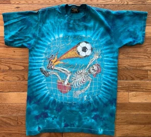 VTG 90’s Skeleton T-Shirt Men S Soccer Greg Speirs Tie Dye Grateful Dead Artist - Picture 1 of 7