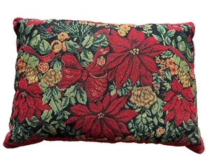 Red POINSETTIAS Christmas  Tapestry Pillow 17"×13" - Bild 1 von 3