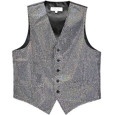 New Men's Tuxedo Vest Waistcoat Only Sequin Silver Wedding Party Prom formal - Image 1 of 3