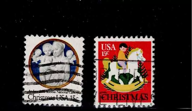 US Scott #1768-69, Singles 1978 Christmas 15c FVF Used - Image 1 of 1