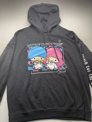 Женский пуловер с капюшоном Little Twin Stars от Sanrio 2X черный хлопок флис с подкладкой - Изображение 1 из 4