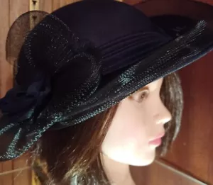 Vintage Elegant Ladies Black Hat Immaculate Unused - Picture 1 of 9