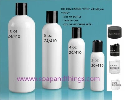 2 oz WHITE Bullet Plastic Bottle -PET- 12 bottles w/ 12 BLACK DISC Lids freeship - Image 1 of 2