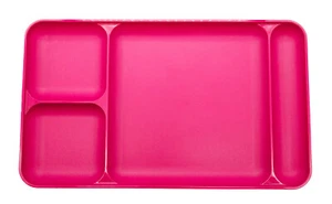 Tupperware Pink Plastic Rectangular Serving Meal Dining Tray 4 Dividers - Picture 1 of 4