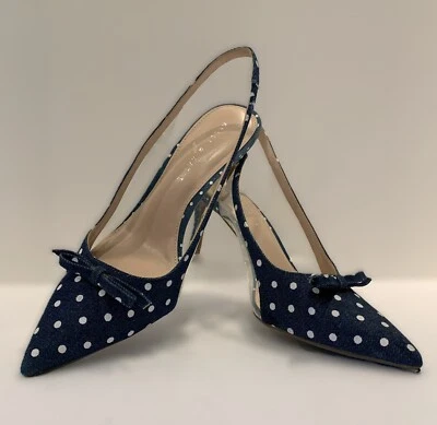 Zapatos Kelly & Katie "Zarina" Azul Oscuro Demin Lunares Gatito Tacón Talla 10M Foto 1 de 4