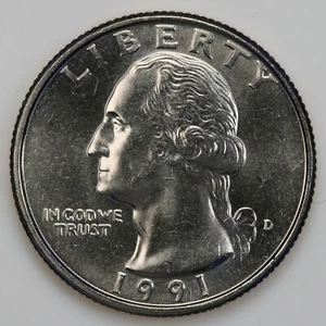 1991 D Gem BU Washington Quarter CN-Clad US Coin 4319 - Picture 1 of 3