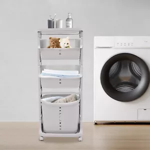 Cesto portabiancheria in plastica cesto porta vestiti organizer scaffale carrello arrotolabile - Foto 1 di 20