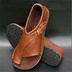 Women Retro Summer Sandals Casual Flip Flops Peep Toe Faux Leather Buckle Shoes