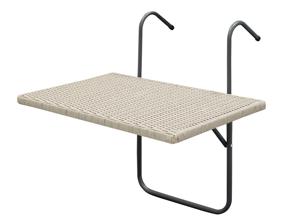 Balkonhängetisch 60x40cm Metallgestell Grau Polyrattan Grau Tisch - Bild 1 von 1