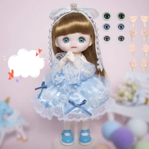 Assembled BJD Doll Cute Girls with Dress Brown Hair Outfit Replacement Eyes Toys - Foto 1 di 8