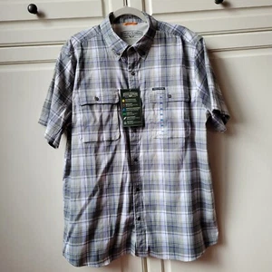 Neu mit Etikett Field & Stream Button Down Hemd Herren XL kariert kurzarm grau grün - Bild 1 von 9