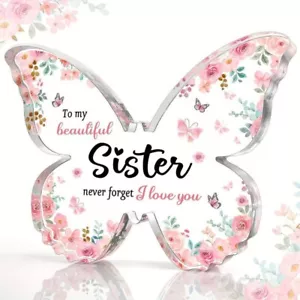 Butterfly-shaped sister love  Freestanding Plaque Sign Birthday Keepsake Gift - Picture 1 of 6