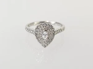 14K Weißgold APX 3/5 CTW Birne Diamant Halo Verlobungsring Gr. 6,5 (AM1084138) - Bild 1 von 8