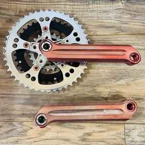 Vintage Caramba Double Barrel CNC Aluminum Crankset 175 94/58 BCD Red Ano - Picture 1 of 17