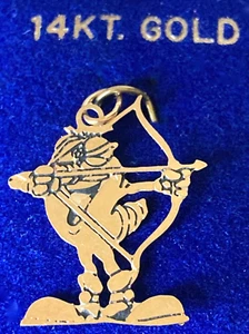 New 14K Yellow Gold 1996 Atlanta Olympic Mascot Izzy 1" Bug Archery Pendant - Picture 1 of 7