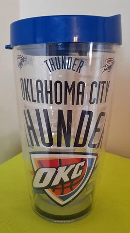NWOT OKC THUNDER Insulated 16oz Tumbler w/Lid Tritan USA NBA Basketball Hot/Cold Cover