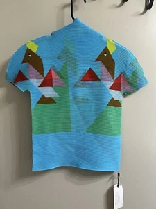 issey miyake Polyester Blue High Neck Top Sz S (item B15.1) - Picture 1 of 8