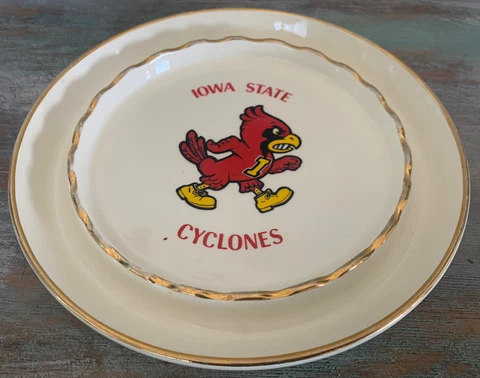 Rare Vintage Iowa State Cyclones 9" Ashtray - Cy the Cardinal Mascot Cover