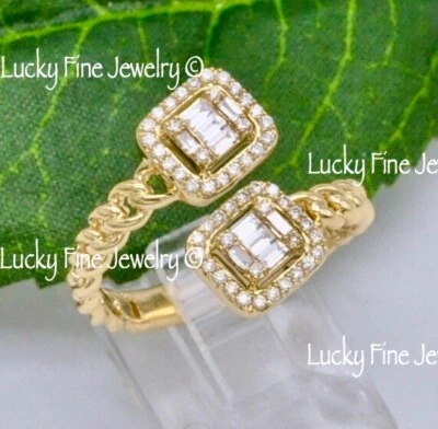 Anillo de diamantes naturales de oro amarillo macizo de 14 k para dama banda de derivación trenzada 0,36 quilates Foto 1 de 4