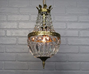 Vintage 1940's Petite Spanish Brass Empire Chandelier 30 3/4" Long Restored - Picture 1 of 14