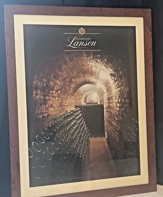 Vintage Lanson Champagner Poster - seltener Originaldruck Nussbaumoptik Rahmen 73x58 - Bild 1 von 4