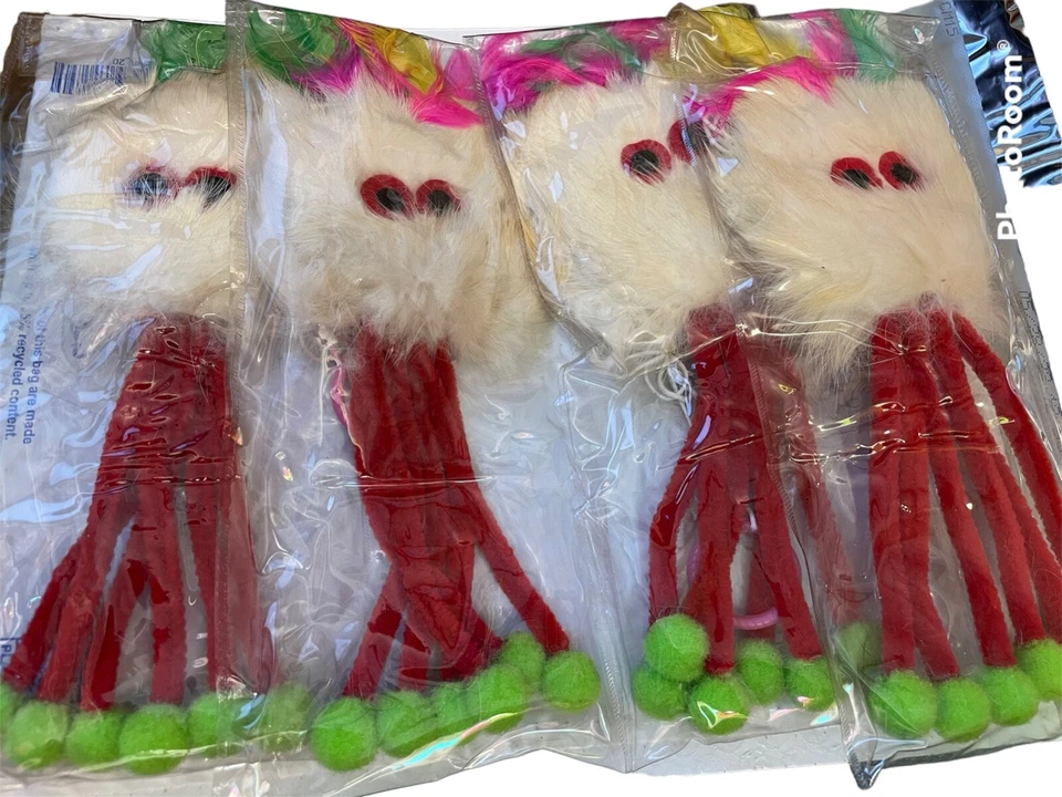 VO-TOYS X's 4 Fuzzy Night Time Jumbo Furry Bouncy Spider Cat Toy Bright Color Spidey LOT