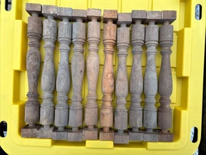 10 Vtg Wooden Reclaimed Salvaged Balusters Spindles Crafter Turned 12.5” A31 - Picture 1 of 11