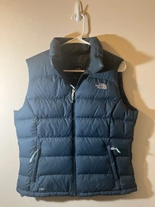 The North Face Nuptse 700 Down Puffer Vest Teal Quilted Jacket Size L - Picture 1 of 8