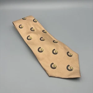 Vintage Gucci Krawatte Reitsport Reiter Print - Gold - 100% Seide - Made In Italy - Bild 1 von 4